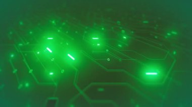 Elektronik yonga setleri bağlı ve alan bulanıklığının derinliği ile soyut bir teknoloji arka planının bilgisayar ana kart Chipset Arkaplanı / Animasyonu