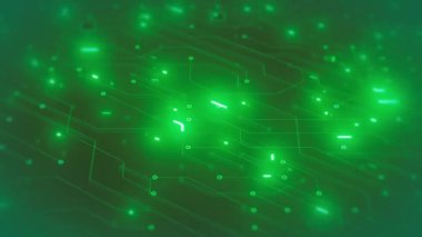 Elektronik yonga setleri bağlı ve alan bulanıklığının derinliği ile soyut bir teknoloji arka planının bilgisayar ana kart Chipset Arkaplanı / Animasyonu