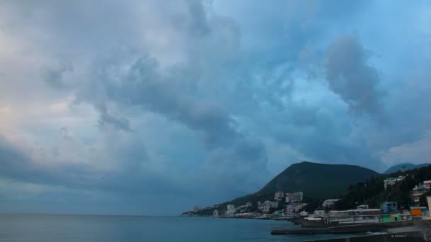 傍晚时分 黑海上空的云彩美丽极了 克里米亚 时间流逝 — 图库视频影像