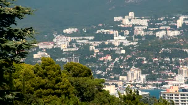 Staden Vid Havet Solig Dag Det Jalta Krim — Stockvideo