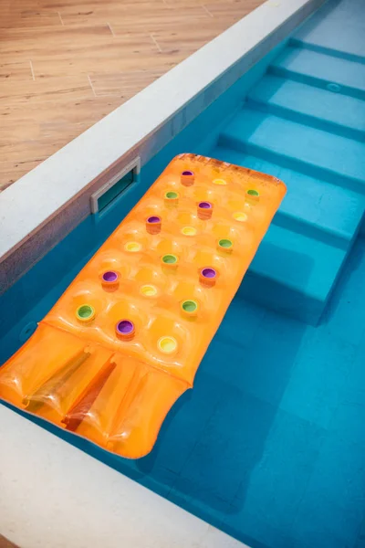 Orange Inflatable Mattress Pool Summertim — Stock Photo, Image