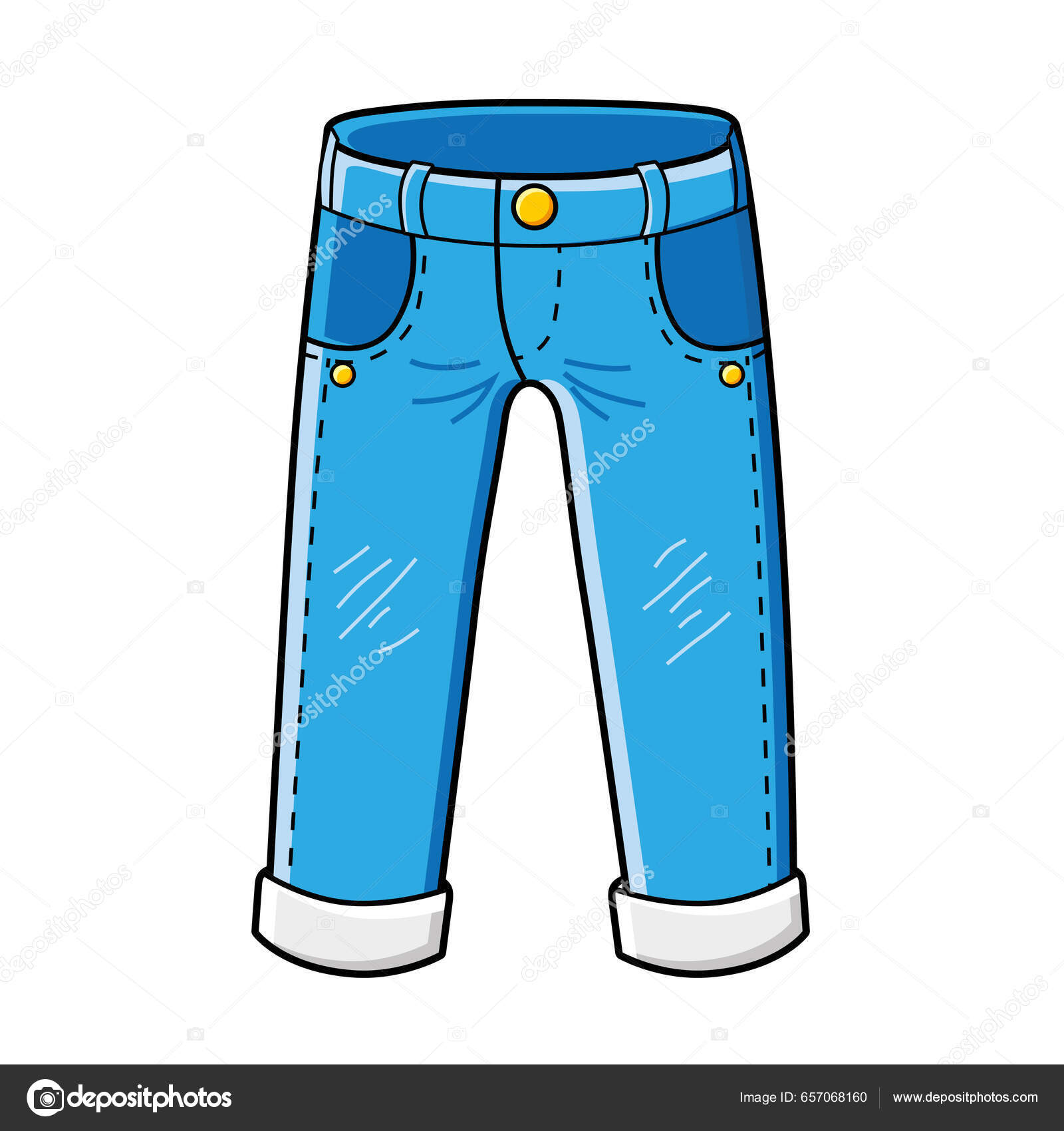 Calça Jeans Azul Isolado Desenho Animado Vetor Ilustração vetor(es) de  stock de ©ghrzuzudu 657068160
