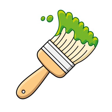 Yeşil boya fırçası izole edilmiş vektör çizimi