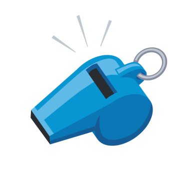 Blue whistle flat vector icon clipart