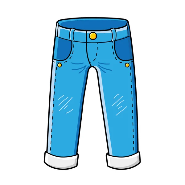 Blauwe Jeans Broek Geïsoleerde Cartoon Vector Illustratie — Stockvector