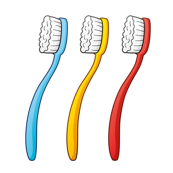 Mavi Sarı Kırmızı Diş Fırçaları — Stok Vektör
