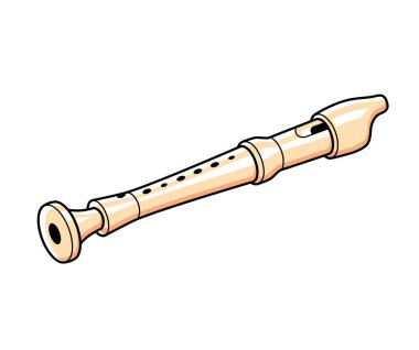 Recorder flute isolated vector clipart