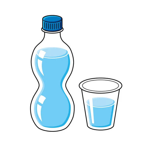 Wasserflasche Und Tasse Isolierten Vektor — Stockvektor