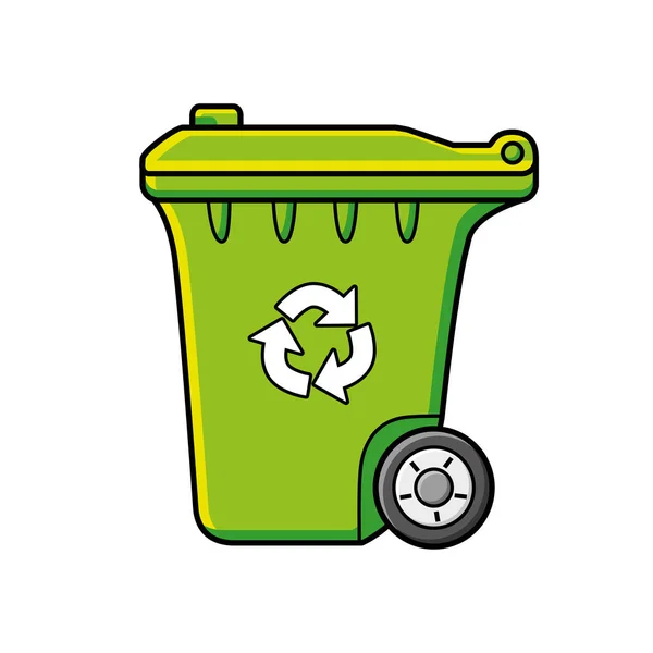 緑のリサイクル車のゴミ箱 — ストックベクタ