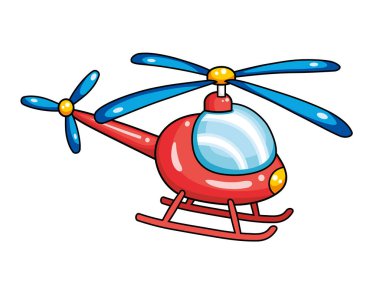 Kırmızı helikopter karikatür vektör çizimini izole etti