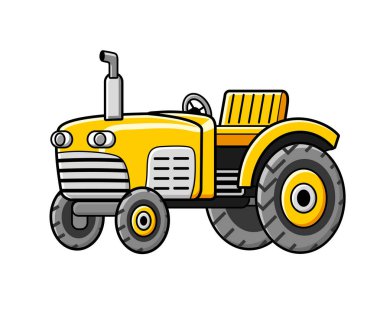Sarı traktör izole edilmiş vektör çizimi
