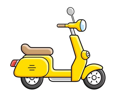 Sarı motor scooter izole vektör çizimi