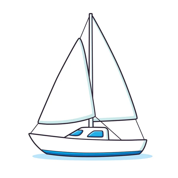 Yelkenli ya da yelkenli yat izole vektör çizimi