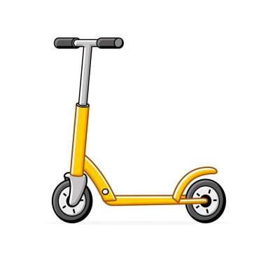 Sarı tekme scooter izole vektör çizimi