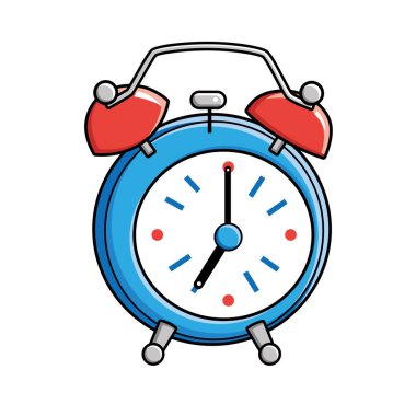 Mavi alarm saati izole vektör çizimi