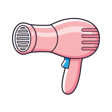 Pembe saç kurutma makinesi izole edilmiş vektör çizimi
