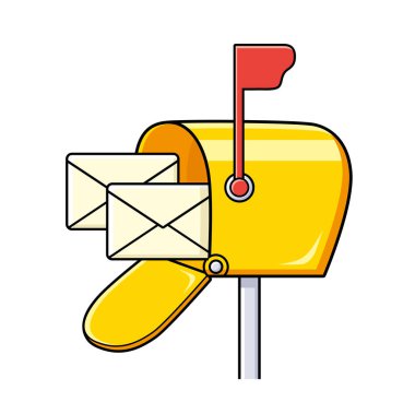 İzole edilmiş vektör illüstrasyonlu sarı posta kutusu