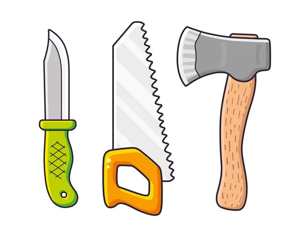 Açık hava bıçağı, el testeresi ve balta..