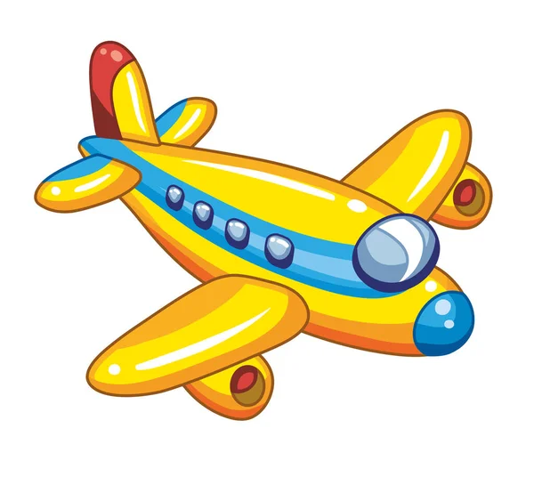 Geel Speelgoed Vliegtuig Geïsoleerde Vector Illustratie Rechtenvrije Stockillustraties