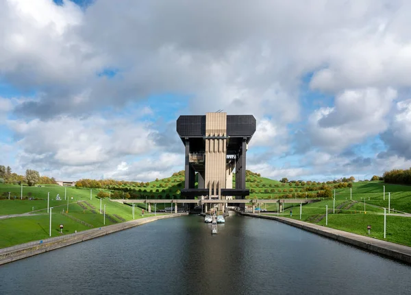 Ship Elevator Strepy Thieu Canal Brussels Charleroi Belgium Cloudy Sky — Stock Photo, Image