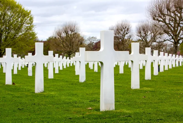 white crosses in spring at american memorial and military cemetery of Margraten in the netherlands