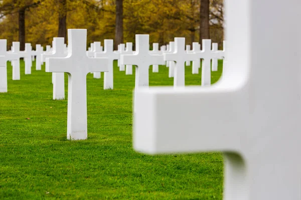 Белые Кресты Весной Американском Мемориале Военном Кладбище Маргратена Низине — стоковое фото