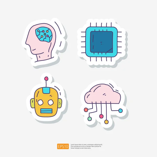 Концепция Искусственного Интеллекта Данными Печатной Платы Роботом Андроидом Мозговым Чипом — стоковый вектор