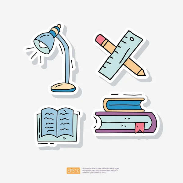 Bildung Und Lernen Doodle Icon Set Learning Oder Online Schule — Stockvektor