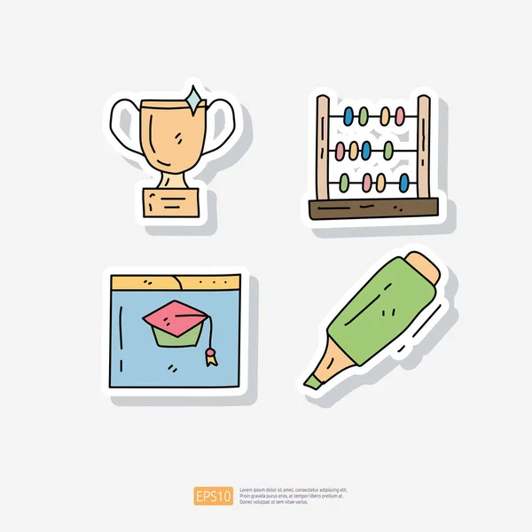 Bildung Und Lernen Doodle Icon Set Learning Oder Online Schule — Stockvektor