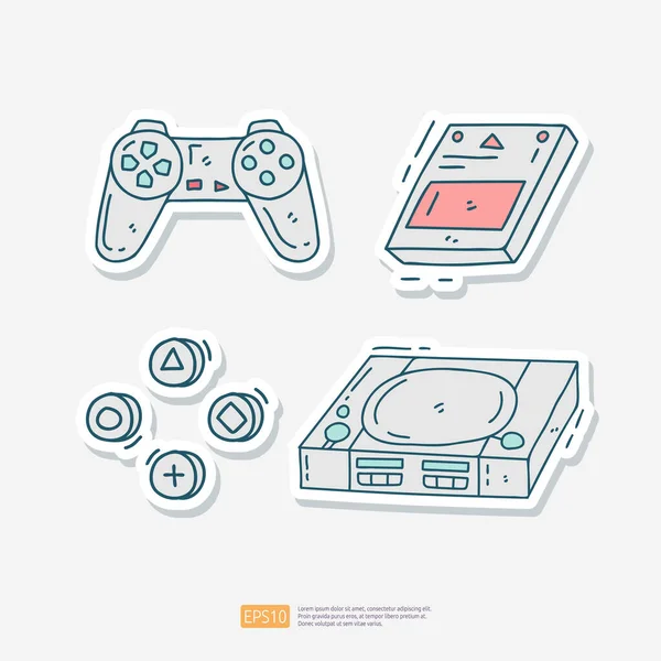Game Pad Controller Game Cartridge Old Game Consoles Game Box — Stock Vector