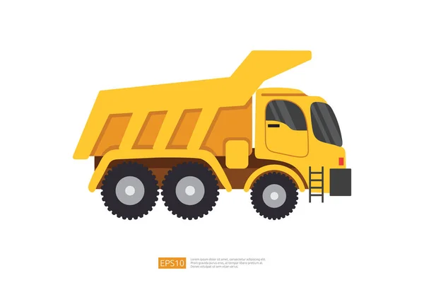 Gele Kiepwagen Kipper Vector Illustratie Witte Achtergrond Geïsoleerde Zware Industriële — Stockvector