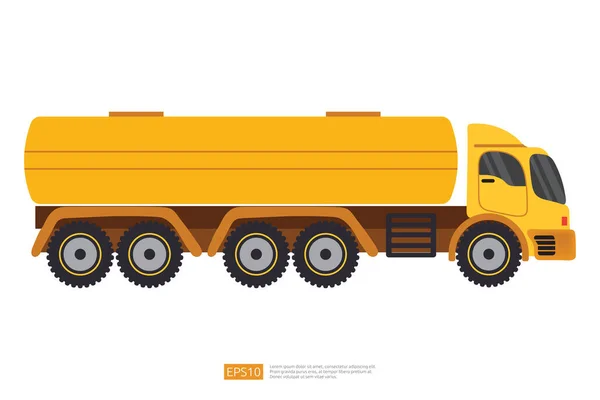 Gás Óleo Recipiente Combustível Ilustração Caminhão Amarelo Sobre Fundo Branco —  Vetores de Stock