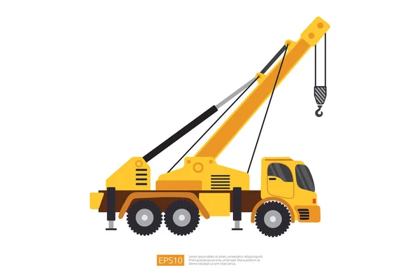 Yellow Crane Truck Illustration White Background Isolated Construction Vehicle Car — Stock Vector