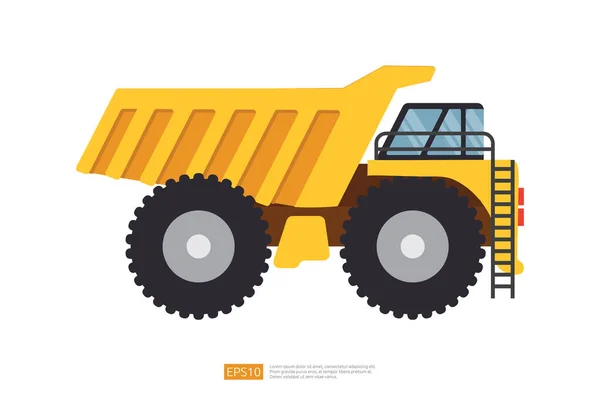 Amarelo Mineração Despejo Caminhão Basculante Vetor Ilustração Fundo Branco Veículo —  Vetores de Stock