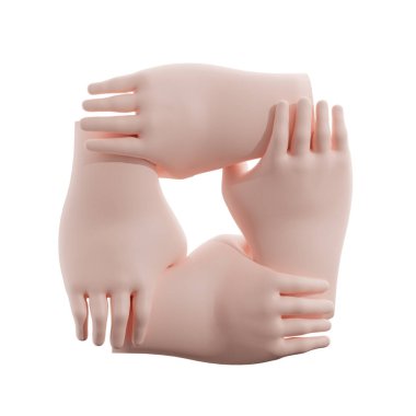 Eller birbirini destekliyor takım çalışması 3B simgesi