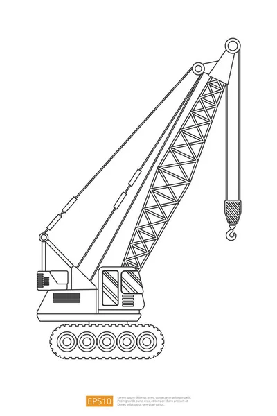 Line Lifting Crane Vector Illustration White Background Big Heavy Machinery — Stock Vector