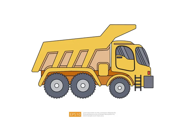 Żółty Wywrotka Wektor Ilustracja Wektor Białym Tle Odizolowany Pojazd Ciężkiego — Wektor stockowy