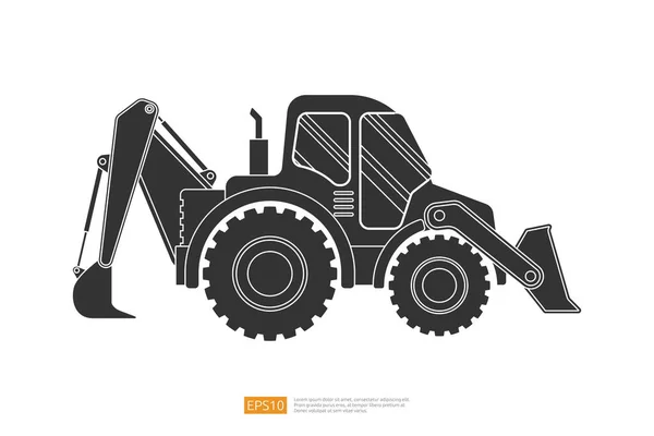 Carregador Final Veículo Cartoon Plana Máquina Pedreira Bulldozer Roda Pedra —  Vetores de Stock