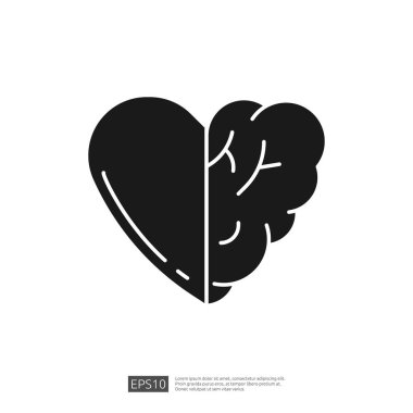 Bir kalp ve beyni simgeleyen grafik tasarım. 