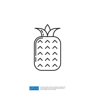 A simple line drawing of a pineapple, showcasing its distinctive clipart