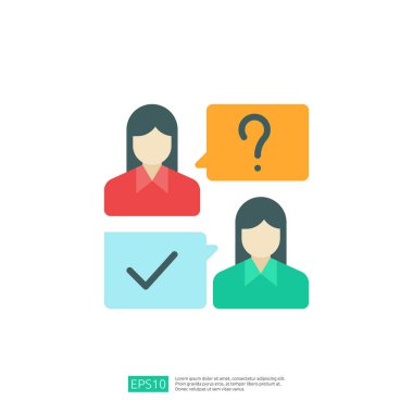 The image features two individuals, one asking a question and th clipart