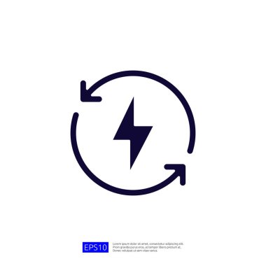 The image features a circular arrow design with a lightning bolt clipart