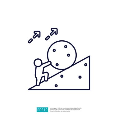 Büyük bir kayayı S 'ye iten birinin basit bir çizimi.