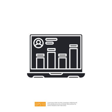 Kullanıcı profilini gösteren bir dizüstü bilgisayarın minimalist çizimi