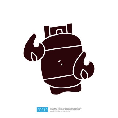 Görüntü, alevlerle biçimlendirilmiş bir gaz silindirini tasvir ediyor.