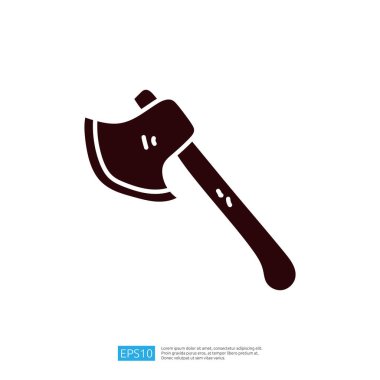 Keskin bıçağını sergileyen bir baltanın stilize edilmiş çizimi.