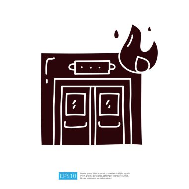 Çift kapılı ve çarpık yüzlü bir binanın basit bir çizimi