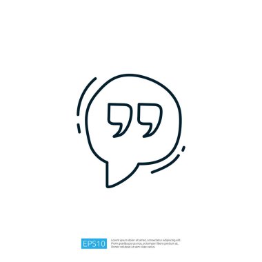 Bir konuşma çubuğunun içindeki tırnak işaretlerinin minimalist bir çizimi