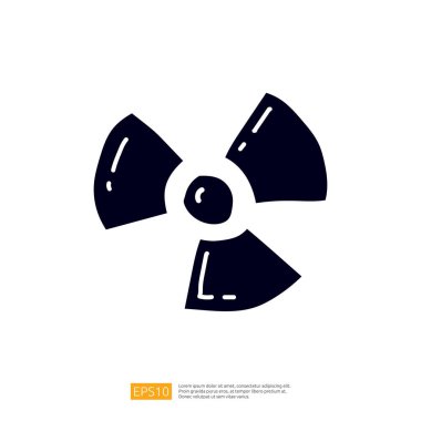 Radyasyon sembolünün basit bir gösterimi, genellikle belirsizlikte kullanılır.