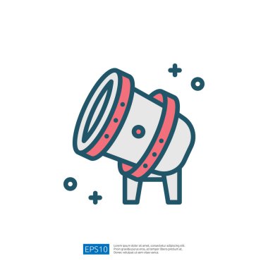 Pürüzsüz bir vücut ve kırmızı aksanla astronomik gözlem için tasarlanmış bir teleskop tasviri..